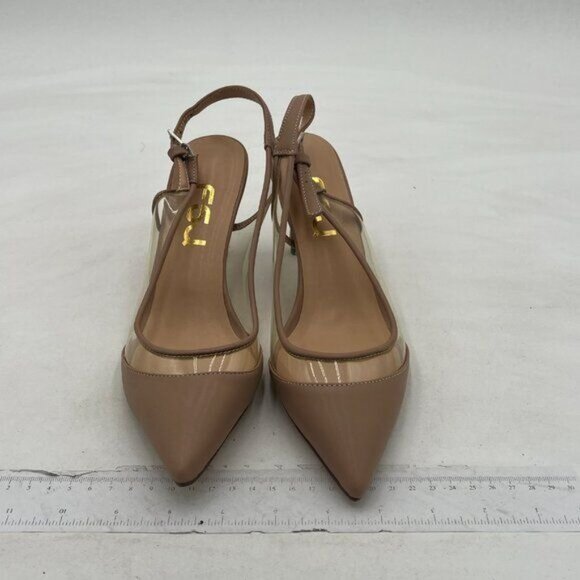 FSJ Women Trendy Pointed Toe Kitten Low Heel Slip on Pumps Slingback Office Shoe - Picture 4 of 8